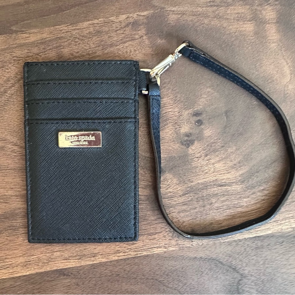 Kate Spade Elegant Black Card Holder with Lanyard
